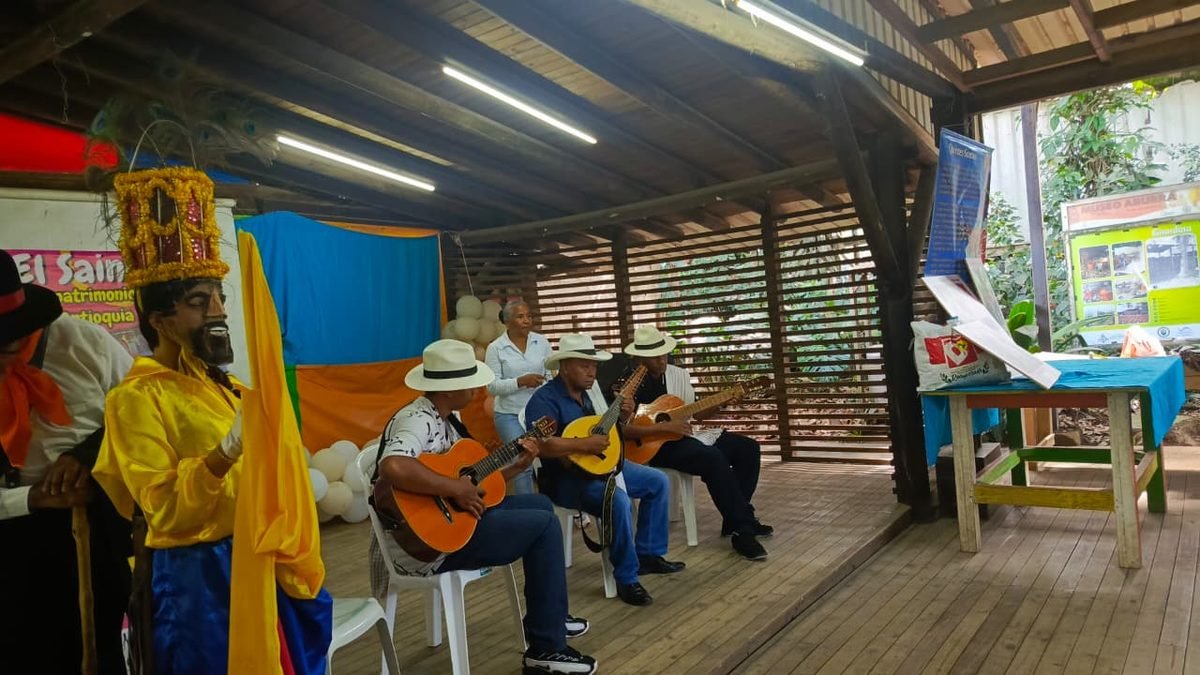 Grupo musical de cuerda tocando durante la representación
